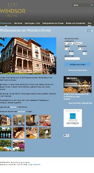 Webseite vom familienfreundlichen Hotel Windsor in Meran