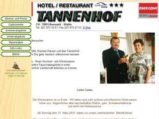 Webseite vom familienfreundlichen Hotel Tannenhof in Oberwald