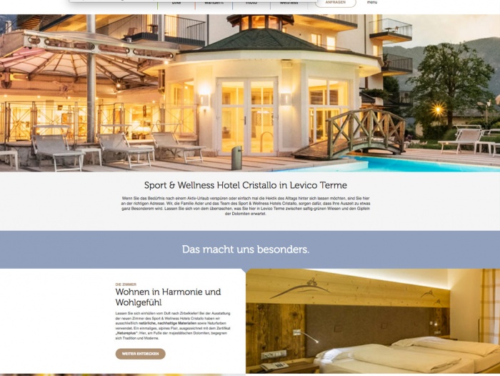 Webseite von Sport & Wellness Hotel Cristallo in Levico Terme (TN)