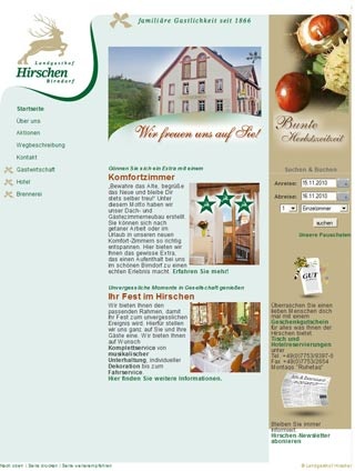 Webseite von Landgasthof Hirschen in Albbruck