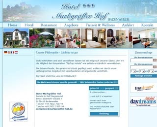 Webseite von Hotel Markgraefler Hof in Badenweiler
