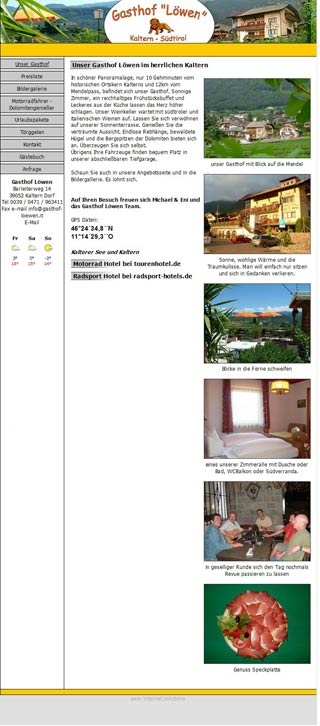 Webseite von Gasthof Löwen in Kaltern am See