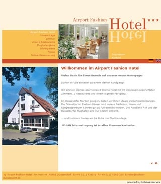 Webseite vom familienfreundlichen Airport Fashion Hotel in Düsseldorf