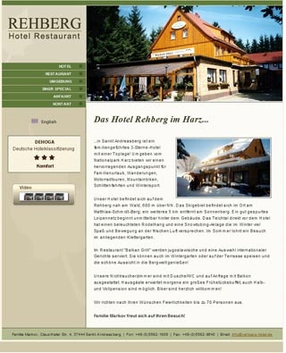 Webseite von Hotel Rehberg in Sankt Andreasberg
