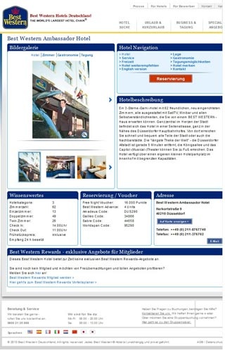 Webseite vom familienfreundlichen Best Western Ambassador Hotel in Düsseldorf
