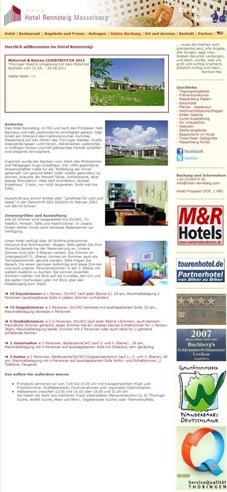 Webseite von Hotel Rennsteig in Masserberg
