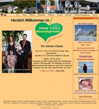 Webseite vom familienfreundlichen Haus Wiesengrund in Hallenberg - Braunshausen