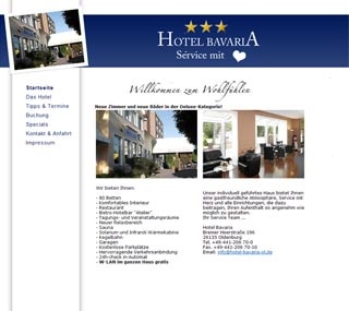 Webseite von Hotel Bavaria in Oldenburg