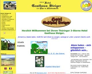 Webseite von Hotel Gasthaus Steiger in Gr�fenthal / OT Gebersdorf