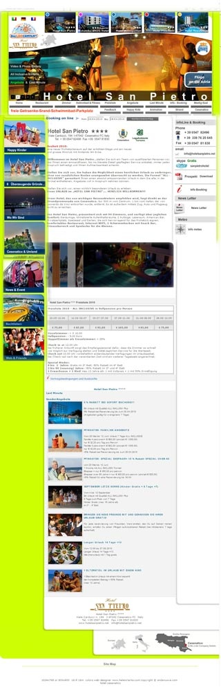 Webseite vom familienfreundlichen Hotel San Pietro in Cesenatico