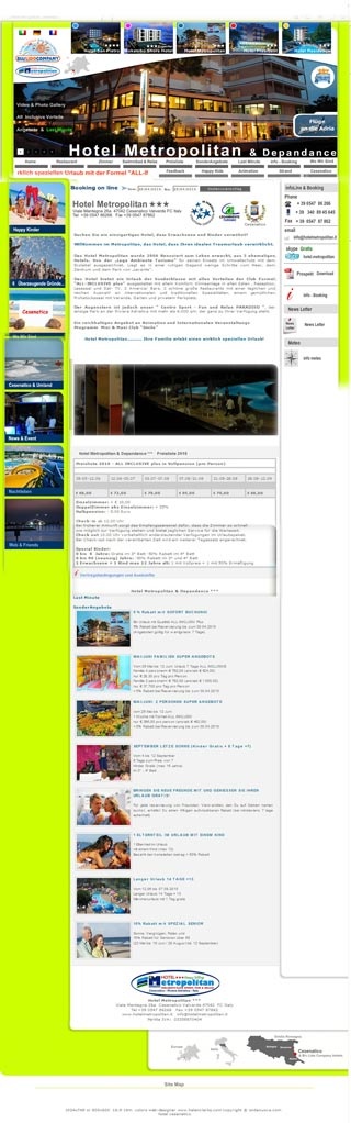 Webseite vom familienfreundlichen Hotel Metropolitan in Cesenatico Valverde