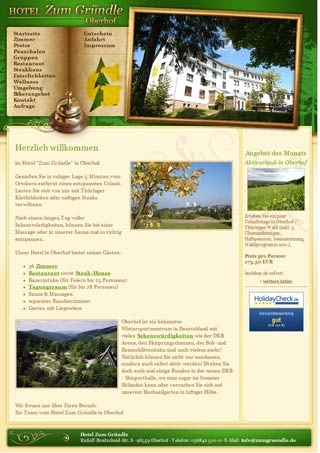 Webseite vom familienfreundlichen Hotel Zum Gr�ndle in Oberhof