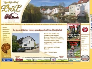 Webseite vom familienfreundlichen Landgasthof Hotel Pröll in Eichstätt-Landershofen