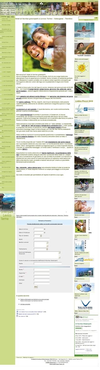 Webseite vom familienfreundlichen Hotel al Sorriso Greenpark in Levico Terme