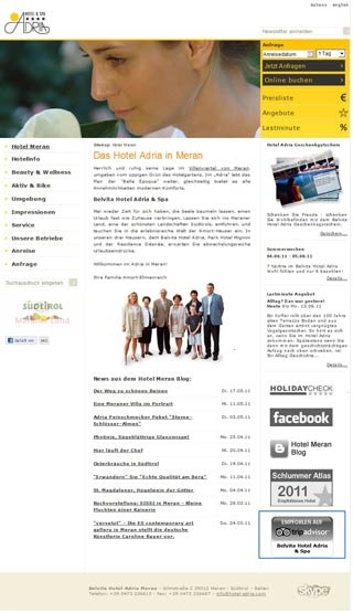 Webseite vom familienfreundlichen Belvita Hotel Adria in Meran