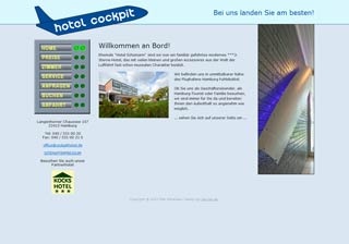 Webseite von Hotel Cockpit in Hamburg