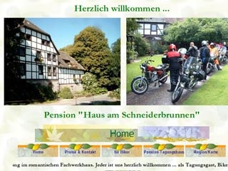 Webseite vom familienfreundlichen Pension - Haus am Schneiderbrunnen in Lichtenhagen