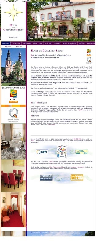 Webseite von Hotel Zum Goldenen Stern in Prüm