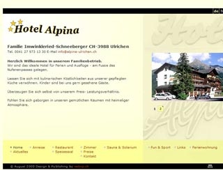 Webseite von Hotel Alpina in Ulrichen