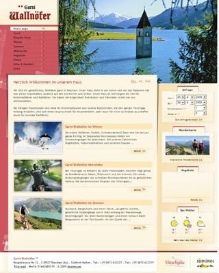 Webseite von Hotel Garni Walln�fer in Reschen