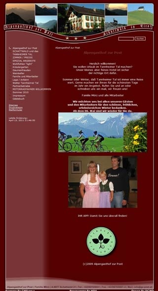 Webseite vom familienfreundlichen Alpengasthof zur Post in Schattwald