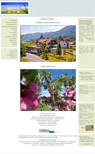 Webseite von Kraners Alpenhof in Weissensee