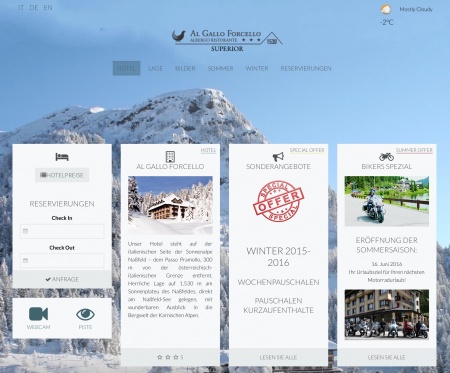 Webseite von Al Gallo Forcello - Albergo-Ristorante in Pontebba