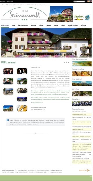 Webseite vom familienfreundlichen Hotel Steinmannwald in Leifers Steinmannwald