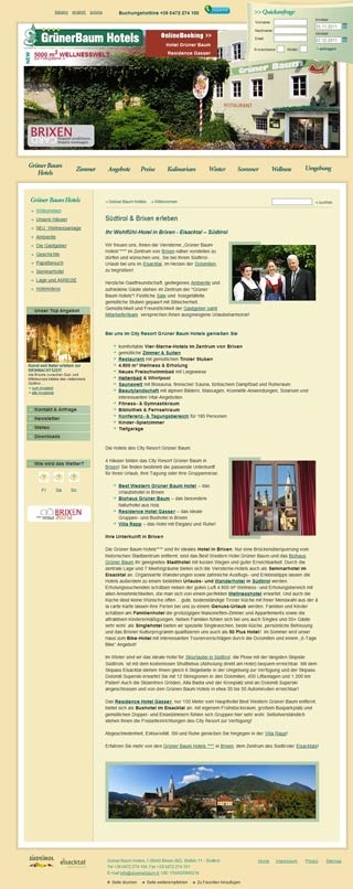 Webseite vom familienfreundlichen Grüner Baum Hotels in Brixen