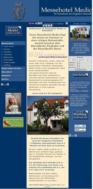 Webseite von Messehotel Medici in Düsseldorf
