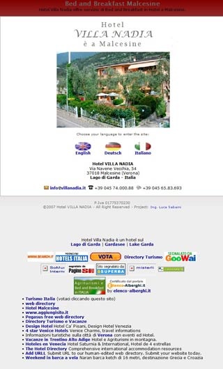 Webseite vom familienfreundlichen Hotel Villa Nadia in Malcesine