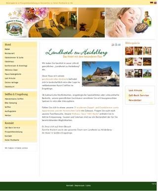 Webseite von Landhotel zu Heidelberg in Kurort Seiffen