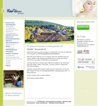 Webseite vom familienfreundlichen Hotel Valsana am Kurpark in Bad Wildbad