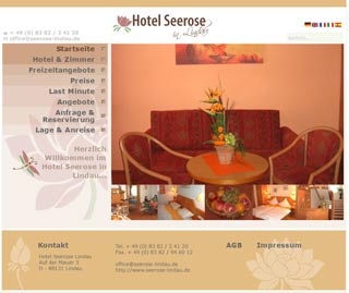 Webseite vom familienfreundlichen Hotel Seerose in Lindau am Bodensee