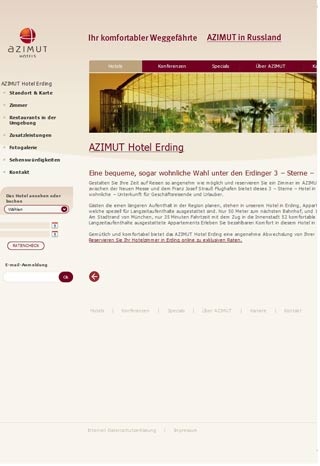 Webseite vom familienfreundlichen AZIMUT Hotel Erding in Erding / Aufhausen