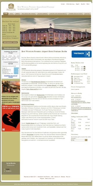 Webseite von Airporthotel Fontane Berlin - Best Western Premier in Berlin (Mahlow)