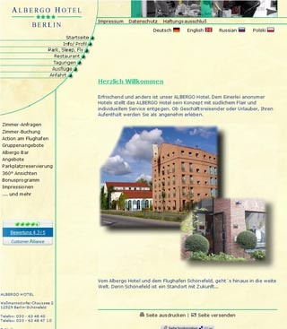Webseite von Albergo Hotel in Berlin