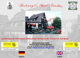Webseite von Recknagels Hotel Traube in Stuttgart