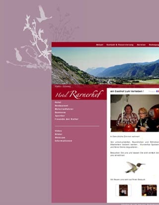 Webseite von Hotel-Restaurant Rarnerhof in Raron