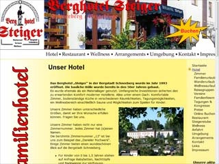 Webseite vom familienfreundlichen Berghotel Steiger in Schneeberg