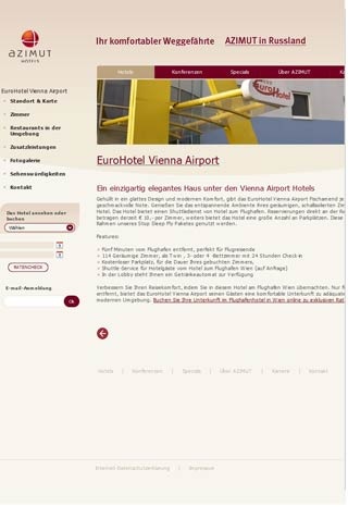 Webseite von EuroHotel Vienna Airport in Fischamend bei Wien