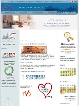 Webseite von Kunst-Hotel Novalis Dresden in Dresden