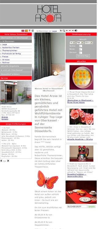 Webseite von Hotel Arosa in Düsseldorf