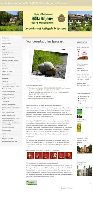 Webseite vom familienfreundlichen Hotel-Restaurant�Waldhaus in Mespelbrunn