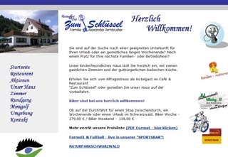 Webseite vom familienfreundlichen Cafe und Restaurant Zum Schlüssel in Bad Rippoldsau-Schapbach