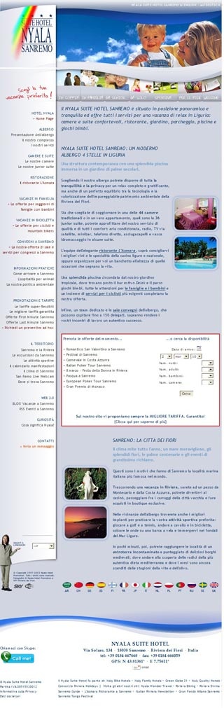 Webseite von Nyala Suite Hotel in Sanremo