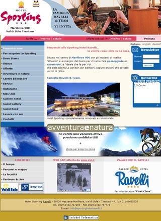Webseite von Hotel Sporting Ravelli in Mezzana (Tn)