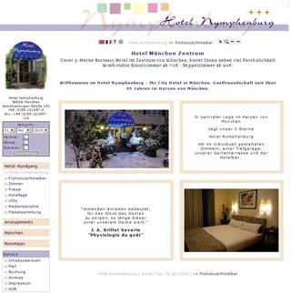 Webseite vom familienfreundlichen Hotel Nymphenburg München in Muenchen