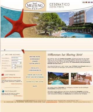 Webseite vom familienfreundlichen Hotel Meeting in Zadina di Cesenatico (FC)