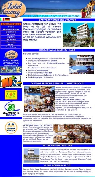 Webseite von Ferien Hotel Haway in Villarosa (TE) - Adriak�ste
